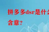 拼多多dsr是什么含意？