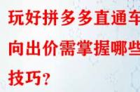 玩好拼多多直通車定向出價需掌握哪些技巧？