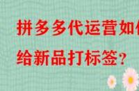 拼多多代運營如何給新品打標簽？