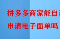 拼多多商家能自己申請電子面單嗎？