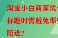 淘寶小白商家優(yōu)化標(biāo)題時(shí)需避免那些陷進(jìn)？