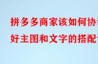 拼多多商家該如何協(xié)調(diào)好主圖和文字的搭配？