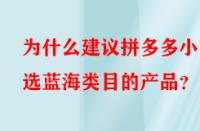 為什么建議拼多多小白選藍(lán)海類目的產(chǎn)品？