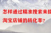 怎樣通過精準搜索來提高淘寶店鋪的轉化率？