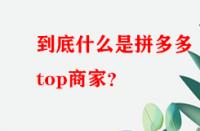 到底什么是拼多多top商家？